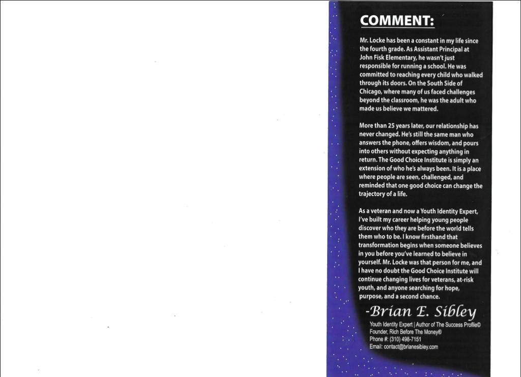 Good Choice Institute brochure — testimonials and endorsements